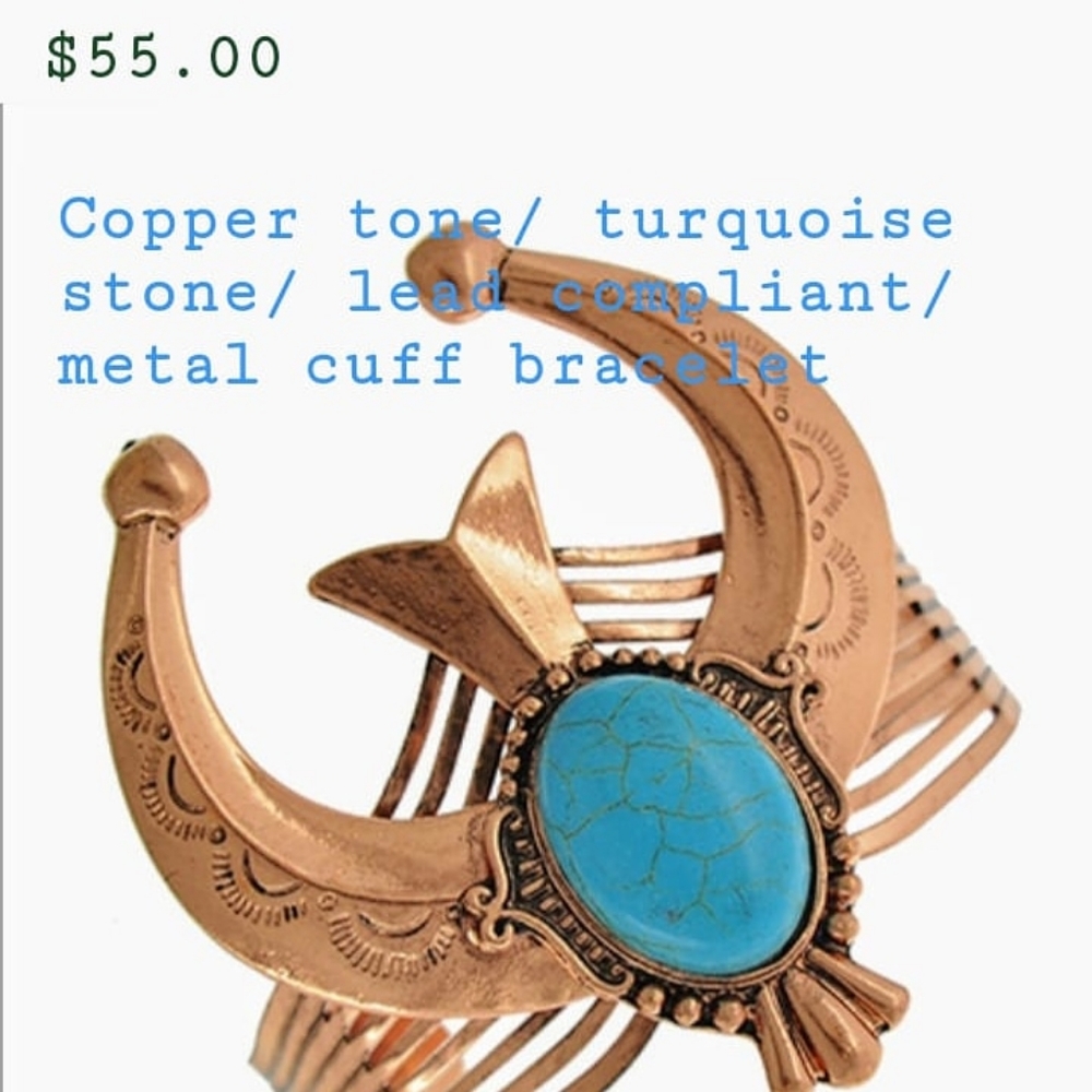 Copper/turquoise cuff bracelet